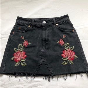 Topshop Rose Embroidered Skirt